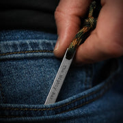 Compact pocket sized EDC pry bar keychain closeup shot
