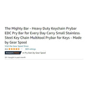 The Mighty Bar Heavy Duty EDC Pry Bar Keyring Clip for Daily Tasks